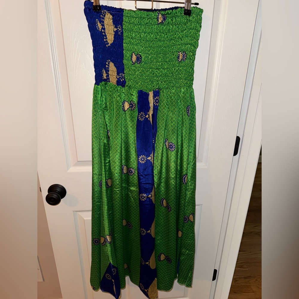 Women’s Silk Green and Blue Palazzo Pant